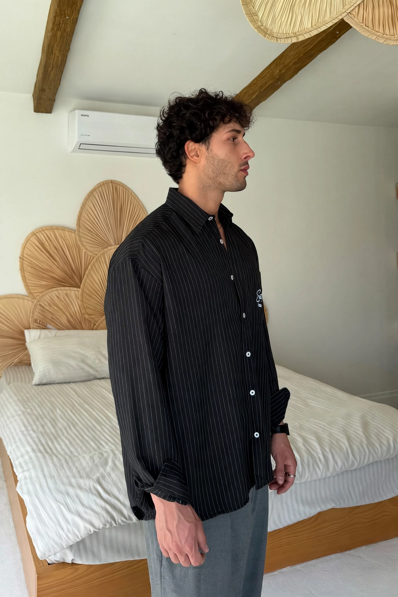 Pinstripe Oversized Shirt - Image 4