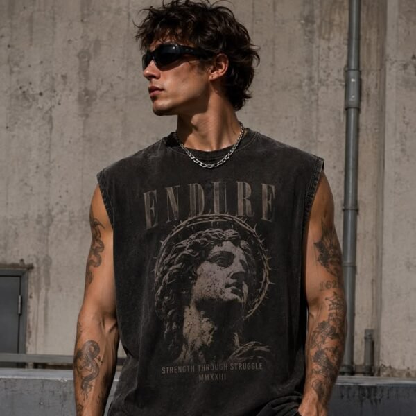 Washed Sleeveless T-Shirt